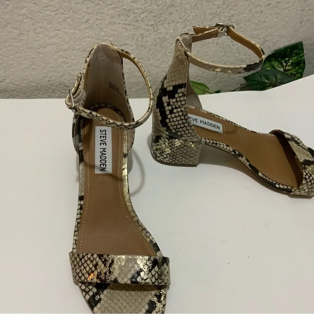 Steve Madden Irenee Snake Print Block Heel Sandals​ size 6 M New